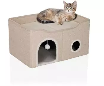 hjh Living PAWY EB Katzenh&ouml;hle faltbar, Boucl&eacute;, beige (860016)