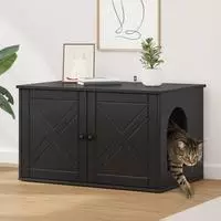 vidaXL Katzenhaus Schwarz 85 x 55 x 50,5 cm Holzwerkstoff