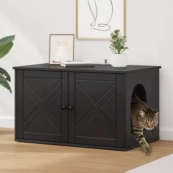 vidaXL Katzenhaus Schwarz 85 x 55 x 50,5 cm Holzwerkstoff