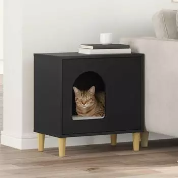 vidaXL Katzenhaus schwarz 51x30x52cm Holzwerkstoff (8000663)