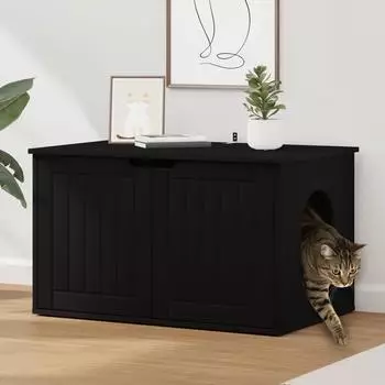 vidaXL Katzenhaus schwarz 85x55x50,5cm Holzwerkstoff (8000717)