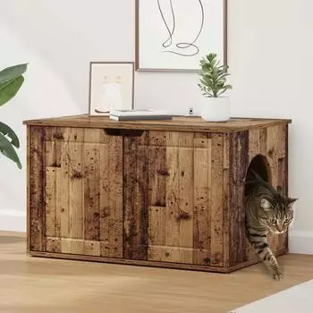 vidaXL Katzenhaus Altholz-Optik 85x55x50,5cm (8000723)