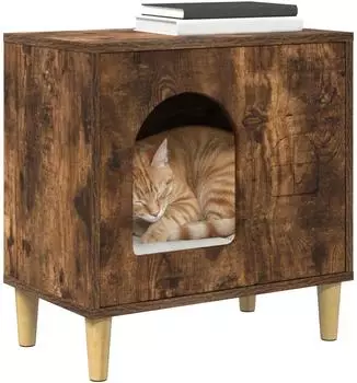 vidaXL Katzenhaus Holzwerkstoff, räuchereiche, 51x30x52cm (8000667)