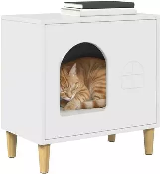vidaXL Katzenhaus gl&auml;nzend wei&szlig; 51x30x52cm Holzwerkstoff (8000666)