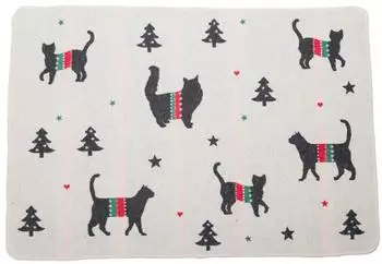David Fussenegger Haustierdecke Xmas Silhouetten Katzen rohwei&szlig; 70x90cm (7160/60)