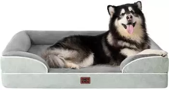 LuxusKollektion Orthop&auml;disches Hundebett XXL 132x104cm Memory Foam, graugr&uuml;n, waschbar, wasserdicht