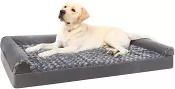 LuxusKollektion Orthop&auml;disches Hundebett XXL, grau, 121x76x18cm, erh&ouml;hte R&auml;nder
