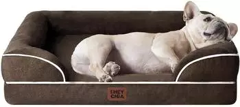 LuxusKollektion Orthop&auml;disches Hundebett Memory Foam, hoher Rand, braun, 76x51cm