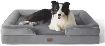 LuxusKollektion Orthop&auml;disches Hundebett mit Eierschaumstoff, grau, 89x63cm