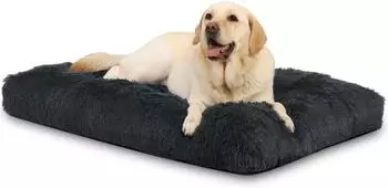 LuxusKollektion Hundebett Plüsch, waschbar, rutschfest, 105x70cm, schattengrau