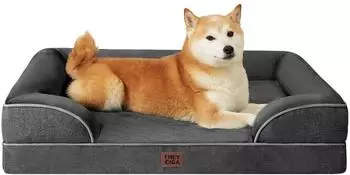 LuxusKollektion Orthop&auml;disches Hundebett mit Memory Foam, 104x69cm, dunkelgrau