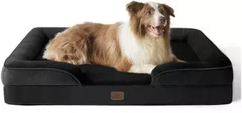 LuxusKollektion Orthop&auml;disches Hundebett mit Kistenschaum, 97x71cm, schwarz