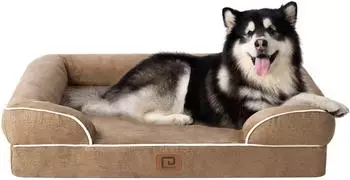 LuxusKollektion Orthop&auml;disches Hundebett XXL 132x104cm Memory Foam, waschbar, wasserdicht (kamel)