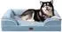 LuxusKollektion Orthopädisches Hundebett XXL 132x104cm Memory Foam, hellblau, waschbar, wasserdicht