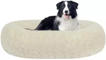 LuxusKollektion Hundebett Donut rund, orthop&auml;disch, beige, 90cm &Oslash;
