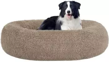 LuxusKollektion Orthopädisches Hundebett Donut, rund, kamelbraun, 90cm Ø