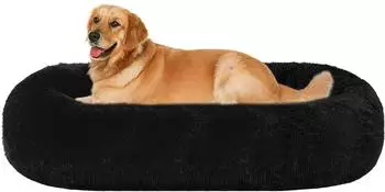 LuxusKollektion Hundebett Donut rund, orthopädisch, waschbar, 100cm Ø, schwarz