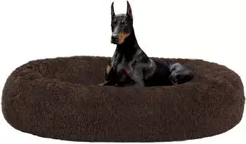 LuxusKollektion Rundes Hundebett orthop&auml;disch, braun, &Oslash; 120cm