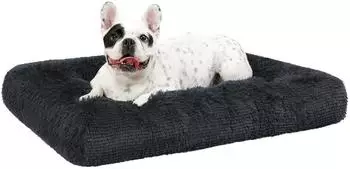 LuxusKollektion Hundebett Pl&uuml;sch, waschbar, rutschfest, schattengrau, 76x52cm