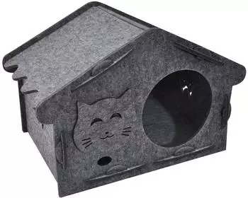Aum&uuml;ller Katzenhaus Feli Wollfilz, dunkelgrau, 60x40cm