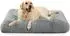 LuxusKollektion Hundebett Plüsch grau 90x60cm, waschbar, rutschfest