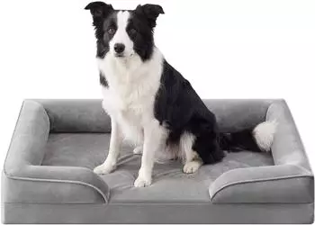 Feandrea Orthop&auml;disches Hundebett XL, abnehmbarer Bezug, erh&ouml;hte R&auml;nder, rutschfest, hellgrau