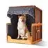 Relaxdays Hundestrandkorb Holz & Rattan mit Napf, 75x65x95cm