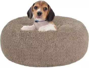 LuxusKollektion Orthop&auml;disches Hundebett Donut, rund, 60cm &Oslash;, kamelbraun