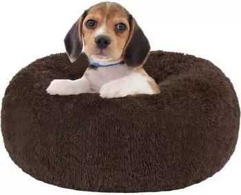 LuxusKollektion Hundebett Donut rund, orthop&auml;disch, braun, 60cm &Oslash;