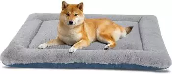 LuxusKollektion Hundebett/-matte, waschbar, flauschig, grau/blau, Größe M (76x50cm)