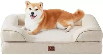 LuxusKollektion Orthop&auml;disches Hundebett Memory Foam, beige, 91x68cm