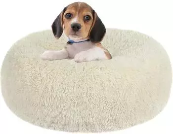 LuxusKollektion Hundebett Donut, orthopädisch, rund, beige, 60cm Ø
