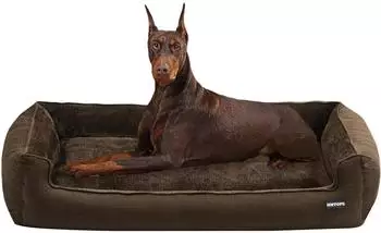 LuxusKollektion Hundebett mit erh&ouml;htem Rand, abnehmbar & waschbar, braun, 120x90cm