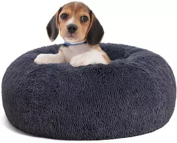 LuxusKollektion Orthopädisches Donut-Hundebett rund, dunkelgrau, 60cm Ø