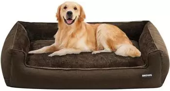LuxusKollektion Hundebett mit erh&ouml;htem Rand, abnehmbar & waschbar, braun, 110x86x26cm