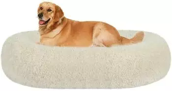 LuxusKollektion Hundebett rund Donut, orthopädisch, beige, 100cm Ø