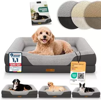 Eloneo Orthopädisches Hundebett Memory Foam, Größe S, grau