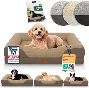 Eloneo Orthopädisches Hundebett Memory Foam, Größe S braun