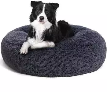 LuxusKollektion Orthopädisches Hundebett, rund, dunkelgrau, Ø80cm