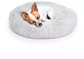 Wallace & Jones Hundebett Ceddie rund, flauschig, hellgrau, Ø 80cm