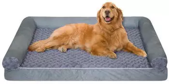 LuxusKollektion Orthopädisches Hundebett U-Form, Memory-Schaum, wasserdicht, 75x50x15cm, grau