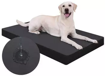 LuxusKollektion Orthopädisches Hundebett L 104x68cm, wasserdicht, Kunstleder, schwarz