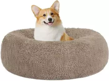 LuxusKollektion Rundes Hundebett orthop&auml;disch, waschbar, 70cm &Oslash;, kamelbraun