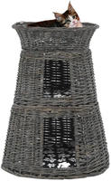 3-tlg. Katzenkorb-set Mit Kissen Grau 47x34x60 Cm Natur Weide Vidaxl