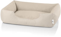 BedDog Tierbett Hundebett ZARA mit Rand, Bezug abnehmbar beige|gelb 60 cm x 75 cm
