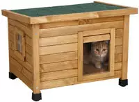 Kerbl - Katzenhaus Rustica Katzenh&uuml;tte Aus Holz Schwingt&uuml;re Mit Lamellen