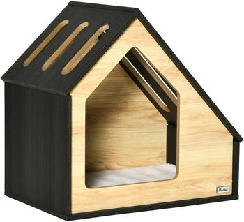 Pawhut Hundehütte aus Holz mit Kissen 60x40x59,2cm