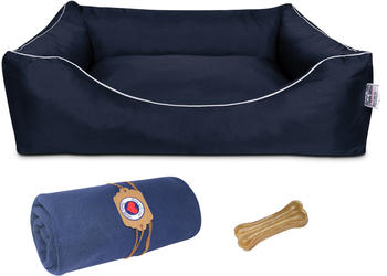 Tante Hilde Hundebett Wangerooge Set mit Kuscheldecke XXXL 120x90cm blau