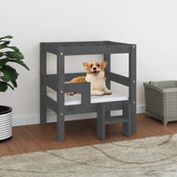 Vidaxl Dog Bed Grey 55,5x53,5x60 Cm Solid Wood Pine