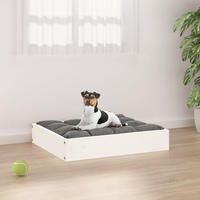 vidaXL Hundebett Wei&szlig; 51,5x44x9 cm Massivholz Kiefer
